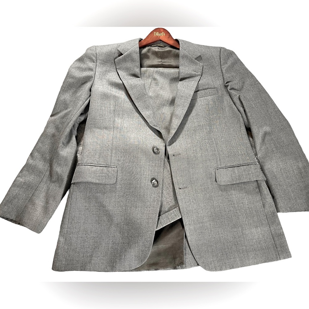 Halston Mens Sport Coat 44 Vintage Gray Wool Jacket